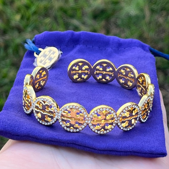 NWT Tory Burch Logo Cuff Bracelet with Tory Burch Dust Bag. - Picture 5 of 12